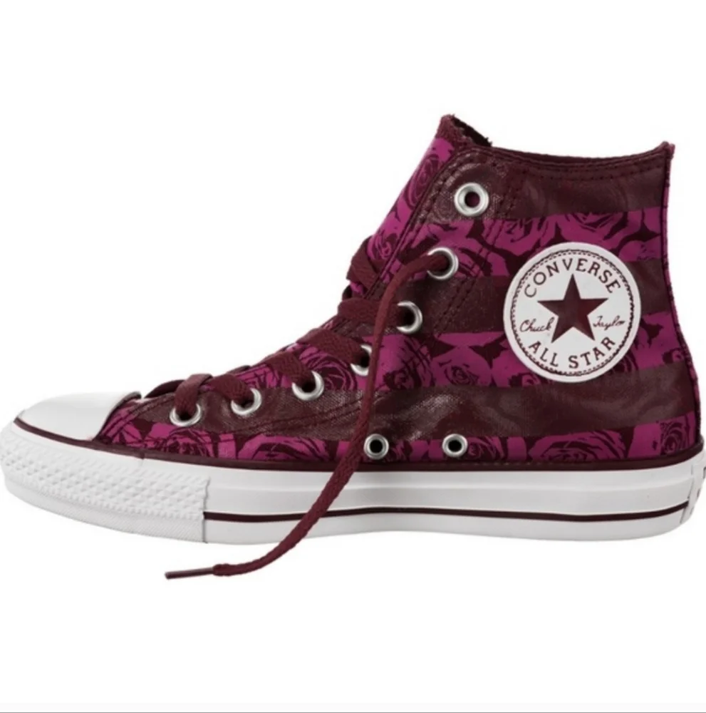 Converse Women's Floral Burgundy High-Tops